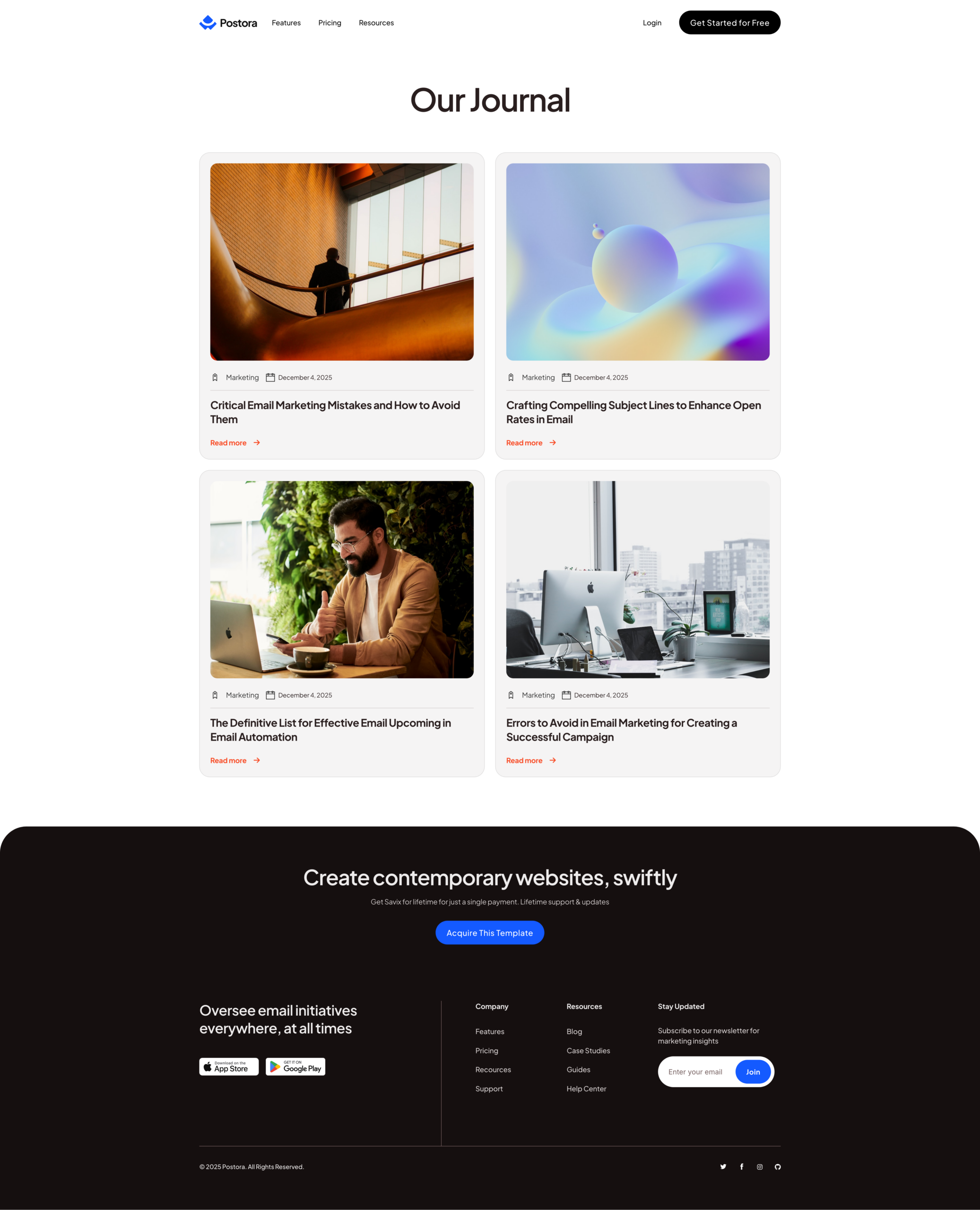 Postora Archive Page Template