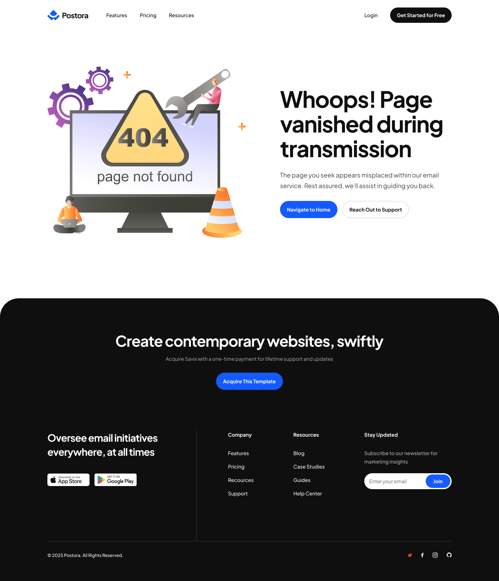 Postora Error Page Template